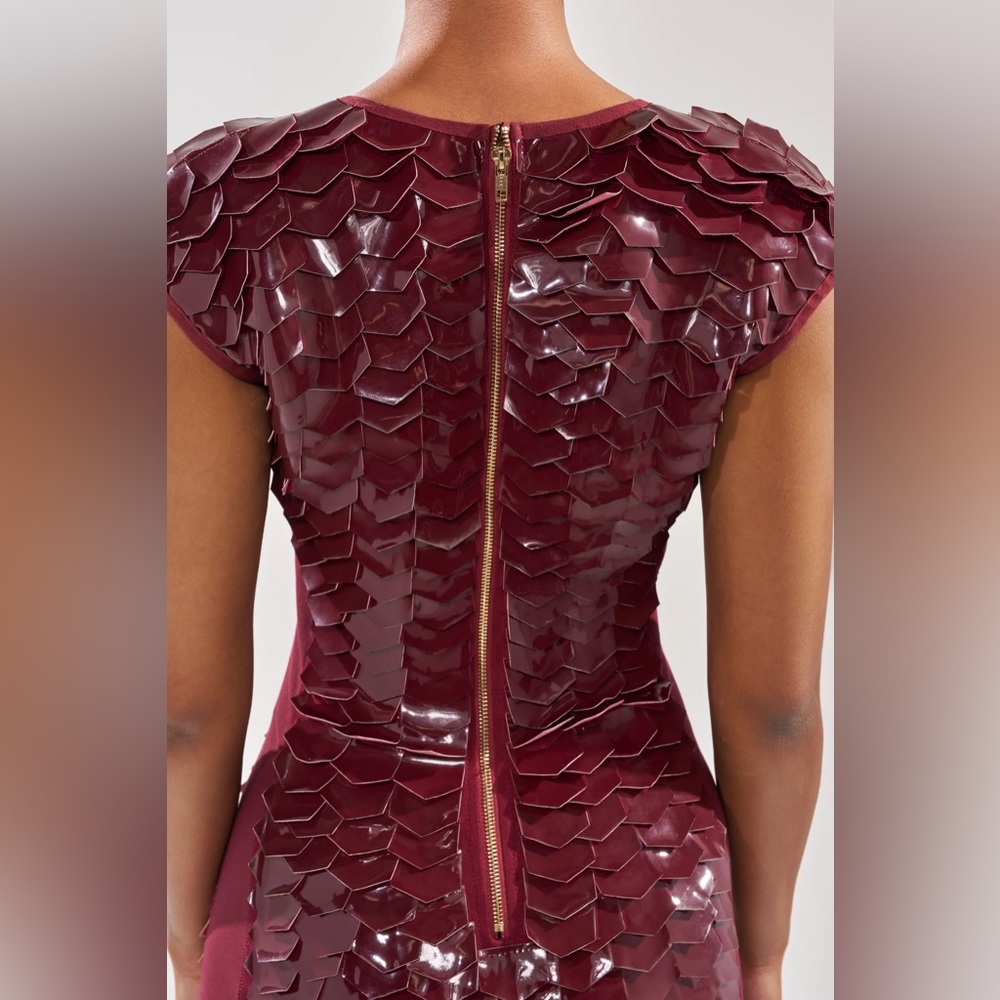 ✨ AKIRA Burgundy Scalloped Mini Dress NWT✨ - Picture 3 of 10